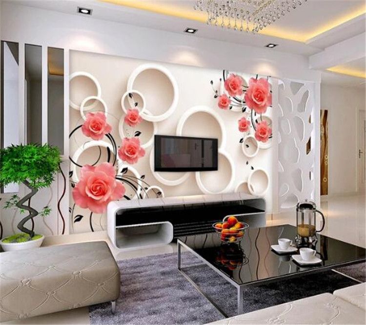 Avoir Images 3d Circle Flower Printing Wallpaper Papier Peint Feuillage actualisé par