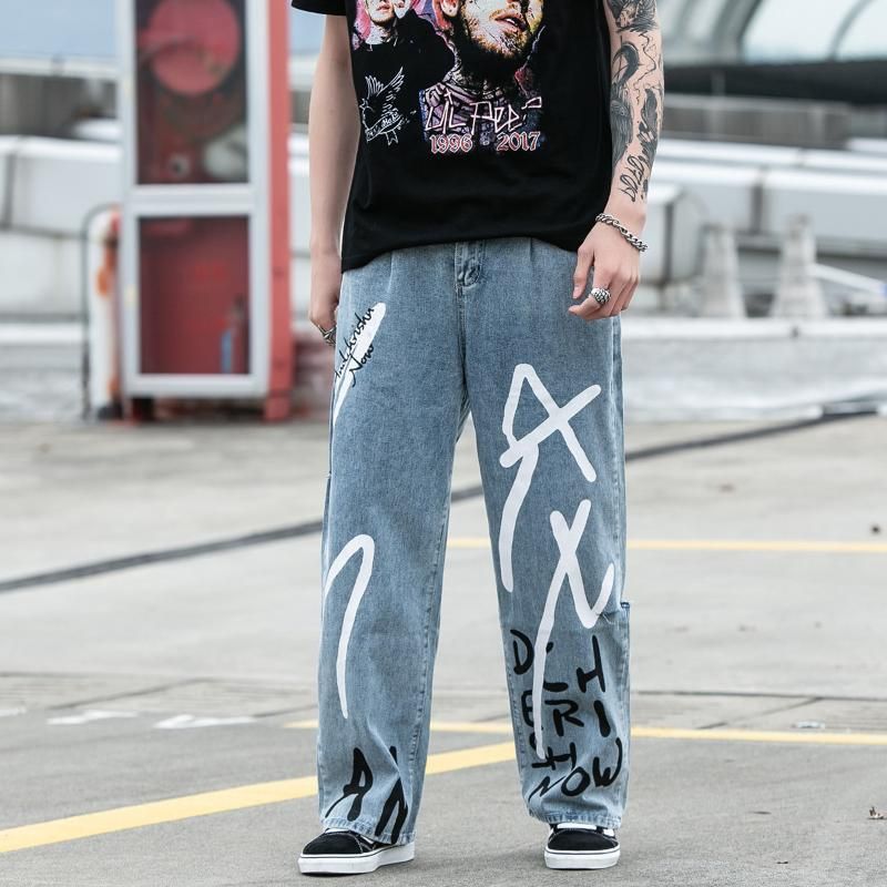 Koop Heren Jeans Unceledonjm 2021 Streetwear Heren Losse Denim Broek  Graffiti Print Zwart Vintage Harajuku Joggers Broek 7010 Goedkoop | Snelle  Levering En Kwaliteit | Nl.Dhgate