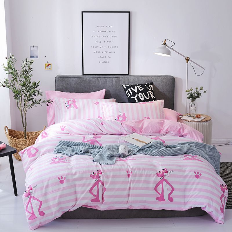 Ahsnme Pink Panther Bedding Set Bedlinen Soft Washed Cotton Zebra