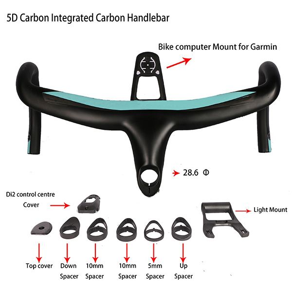 5D Carbon Integrated Drop Bar Road Bicycle XR4 Handlebar With Computer Mount