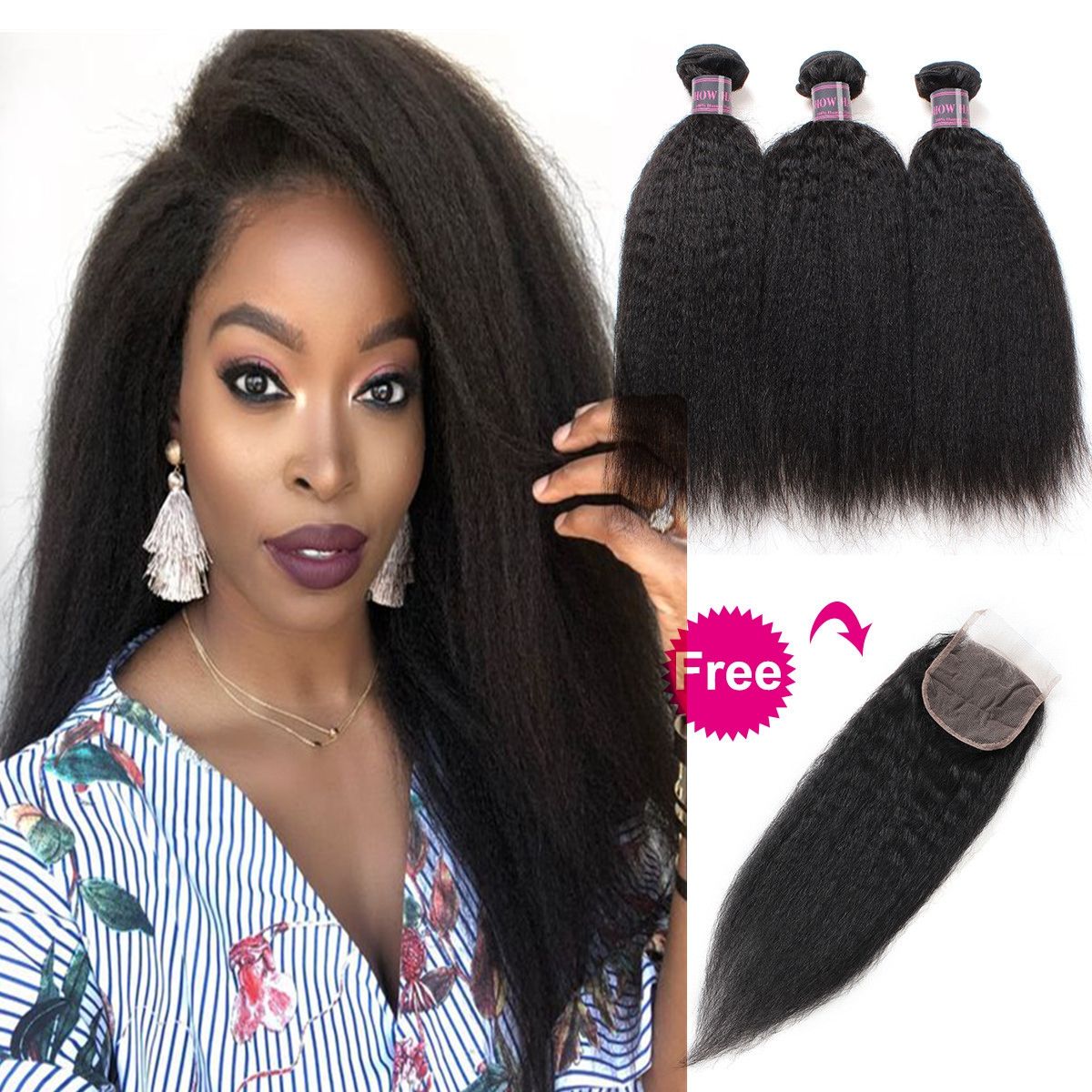 Buy 3bundles Get A Free Closure Deep Loose Brazilian Human Hair