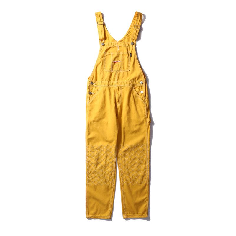 yellow overall jumpsuit