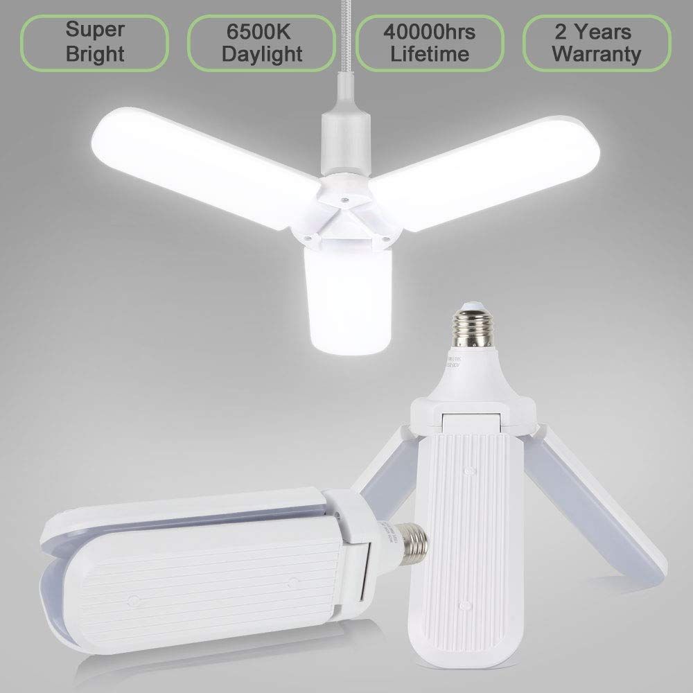 Led Garage Light Bulb 40w Garage Ceiling Light Led Foldable Fan Blade Bulb Suitable For E27 Lamp Holders Adjustable Led Corn Light Bulb 9006 Led