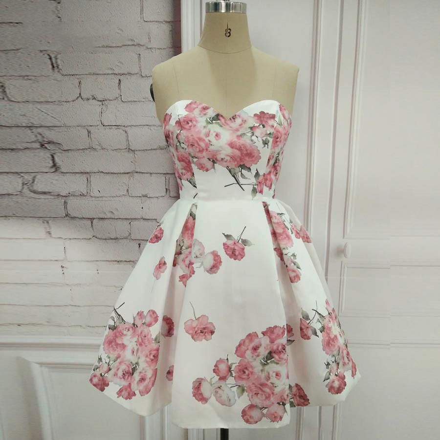 white floral graduation dress