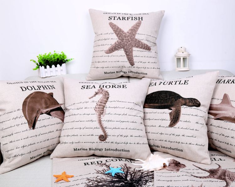 Mediterranean Dolphin Shell Shark Neck Body Pillowcase Linen Bed