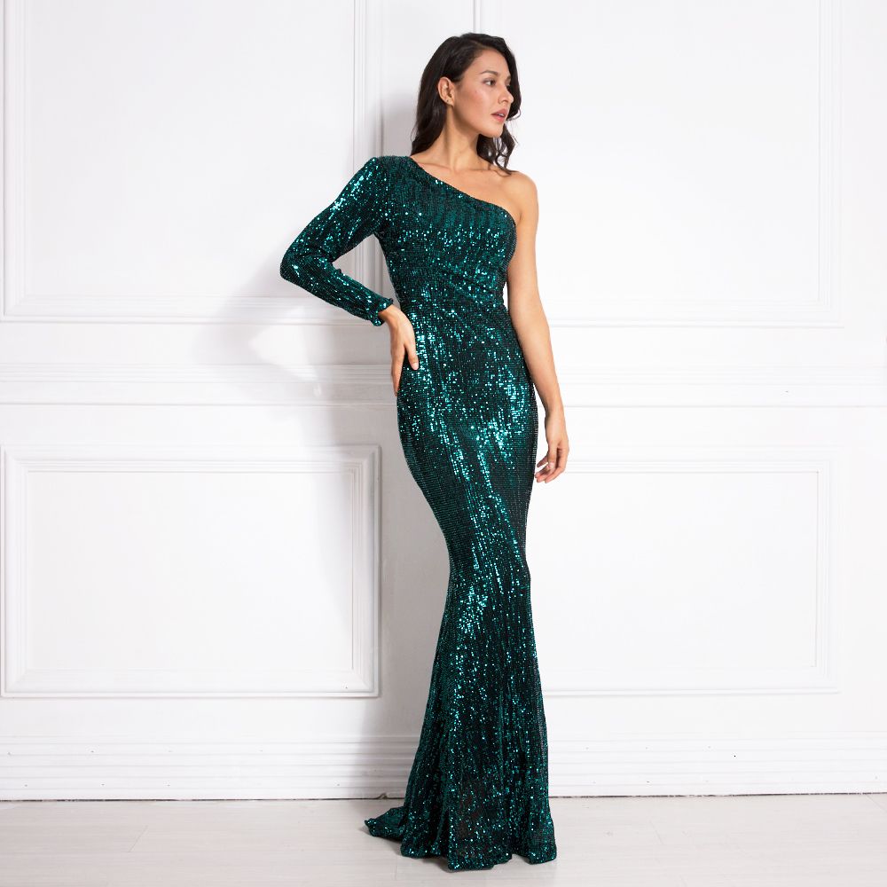 green silver dress