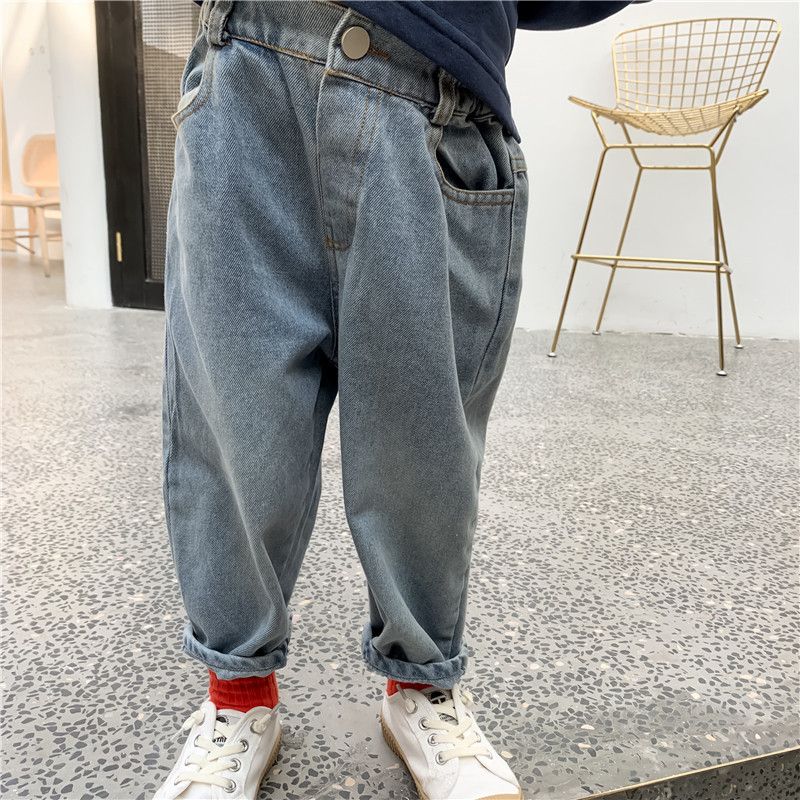 Spring Autumn Korean Style Boys Fashion Turnip Denim Pants Girls