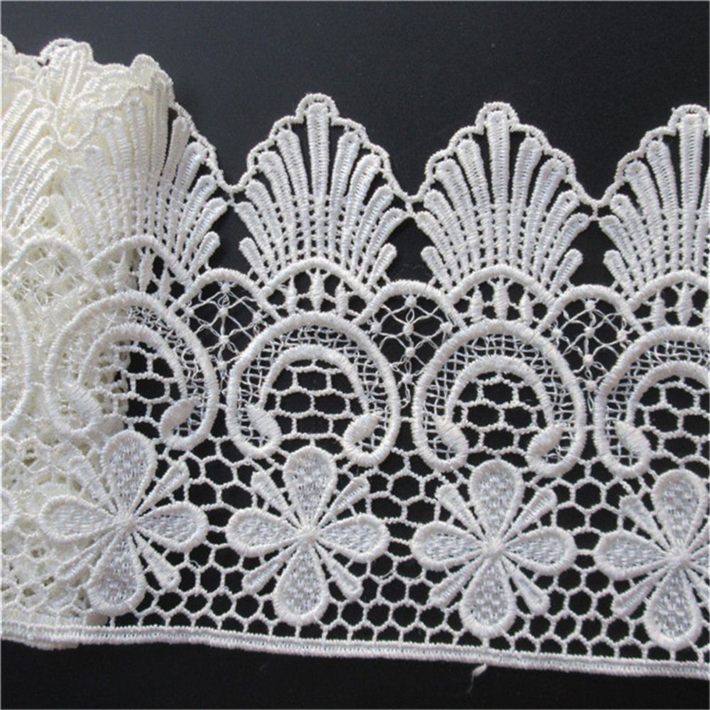 2 Yards White Lace Trim Ribbon Embroidered Floral DIY Wedding Dress Sewing Craft 