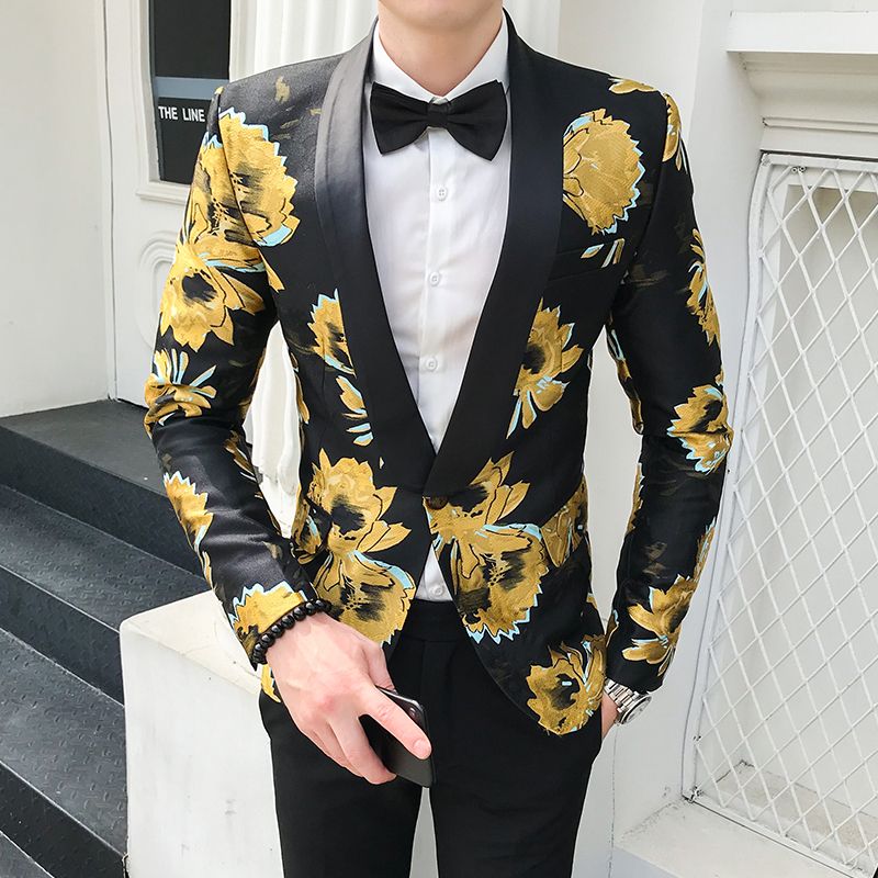 2019 New Fashion Floral Blazer Mens Stage Wear Autumn Hombre Flores Blazers Club Casual Fit De 68,44 € | DHgate