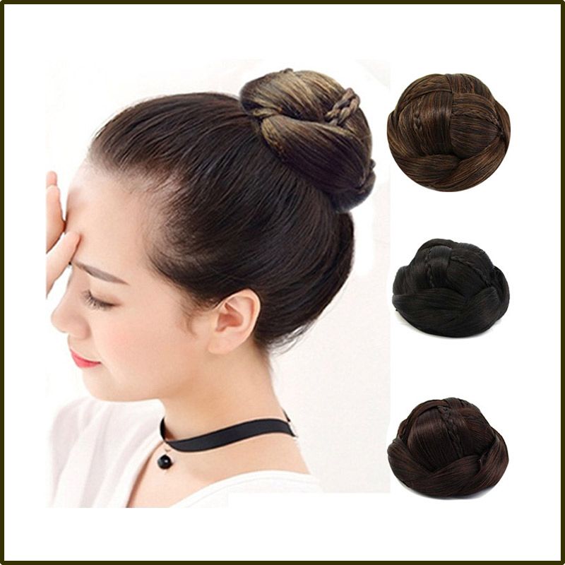 Knitted Hair Braided Chignon Synthetic Hair Bun Donut Roller