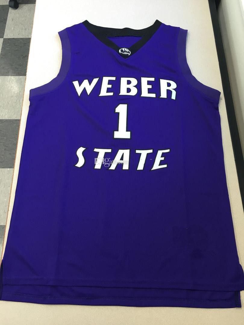 Original Retro Brand Men's Weber State Wildcats Damien Lillard #1 Black  Replica Basketball Jersey