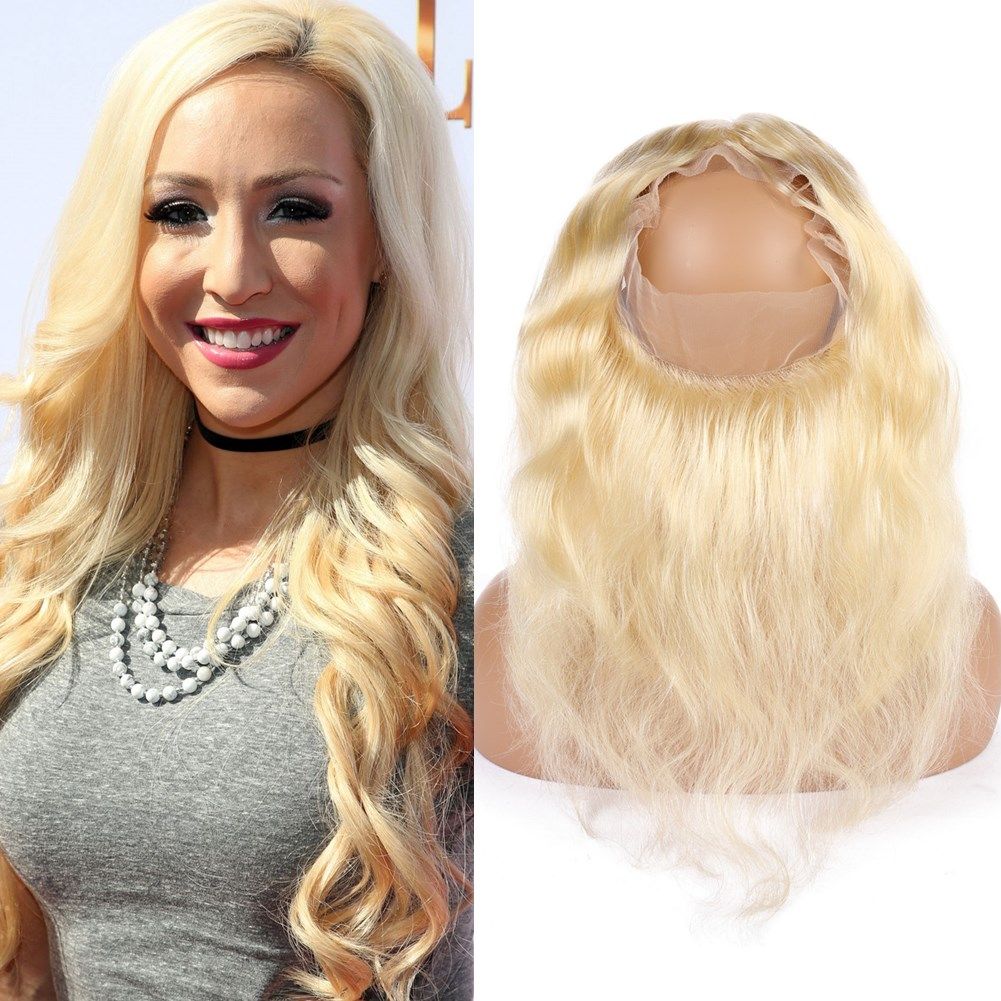 613 Blonde Body Wave Human Hair Closure With 360 Band Bleach Blonde Brazilian Virgin Hair 360 Full Lace Frontals Pre Plucked 22 5x4x2 Top Piece Closure Hair Closure Pieces From China Hair02 86 11 Dhgate Com