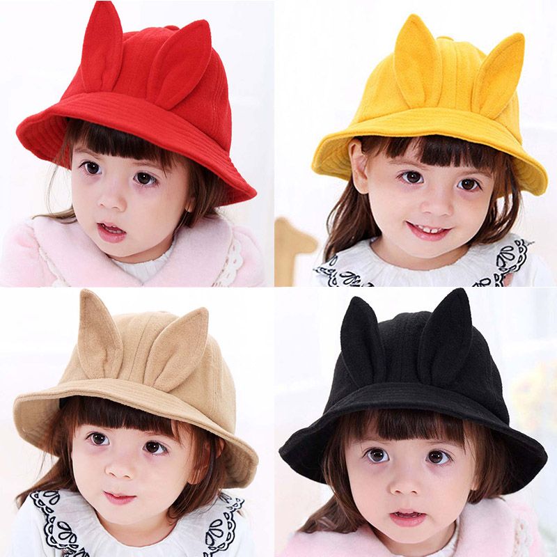 Kids Bunny Ears Hat Cap Bucket Hats Girls Boys Unisex Cosy Children Fashion Hats