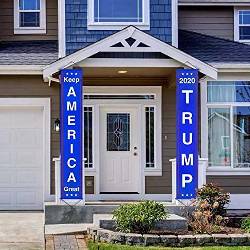 2019 America Trump 2020 Flag Couplet 2020 Trump Blue Door Window Hanging Couplet Home Decor Hanging Donald Trump Banner Dhl From Cat11cat 8 75