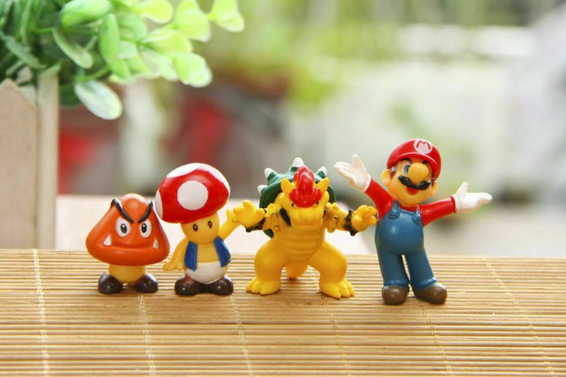 5 PCS Super Mario Bros Luigi Goomba Action Figure Doll Toy Cake Topper Kids Gift