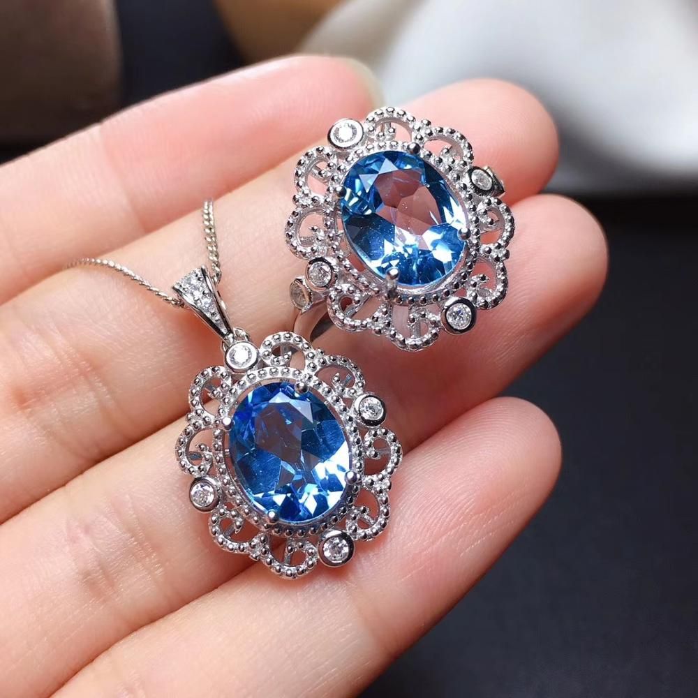 Blue Topaz Blue Gems Silver Ring Jewellery 925 Sterling Silver Excellent Natural Blue Ring