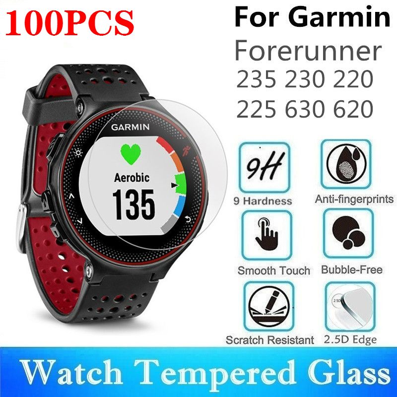 100 stks gehard glas voor Garmin Forerunner 235 230 220 225 630 620 Ronde Smart Watch Screen Protector Beschermende Film