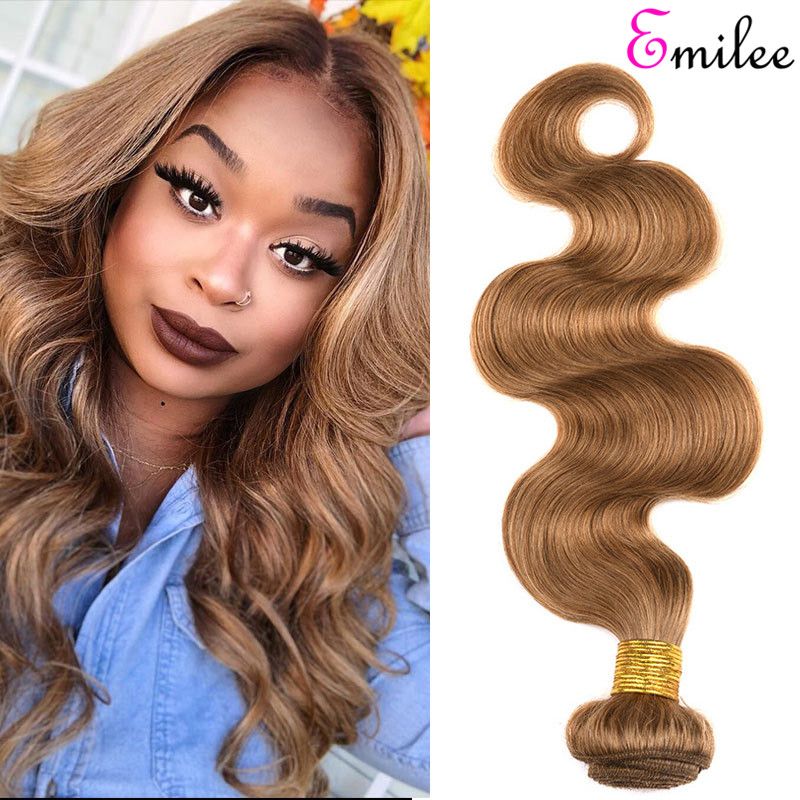 Emilee Blonde Remy Hair Body Wave Bundles Brazilian 27 Light