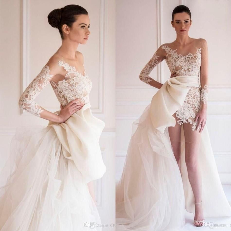 mini bride dresses with train