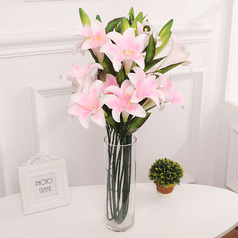 Grosshandel Pu Simulation Lilie Blume 3 Lilien Blumen 2 Knospe Seide Simulation Blume Boden Duft Lilie Blume Blumenstrauss Hochzeit Wohnkultur Von