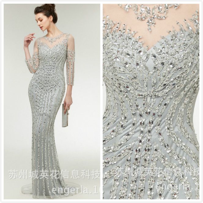 Vestido Para Formatura 2018 Prata Luxuoso Frisado Lantejoulas Vestidos De Baile Sheer Neck Sereia Vestidos De Noite Sparkly Luxuoso Pageant Formal Vestidos De Festa Vestido Madrinha De Hiwedding, $1.259,17 | Pt.Dhgate.Com