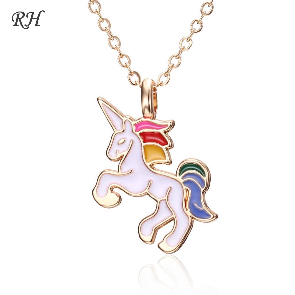 Acheter Collier Pour Filles Enfants Enfants émail Dessin Animé Cheval Accessoires De Bijoux Femmes Collier Animal Pendentif Parti De 076 Du