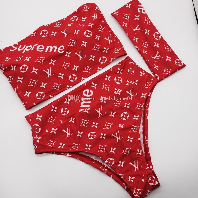 red bandana bathing suit