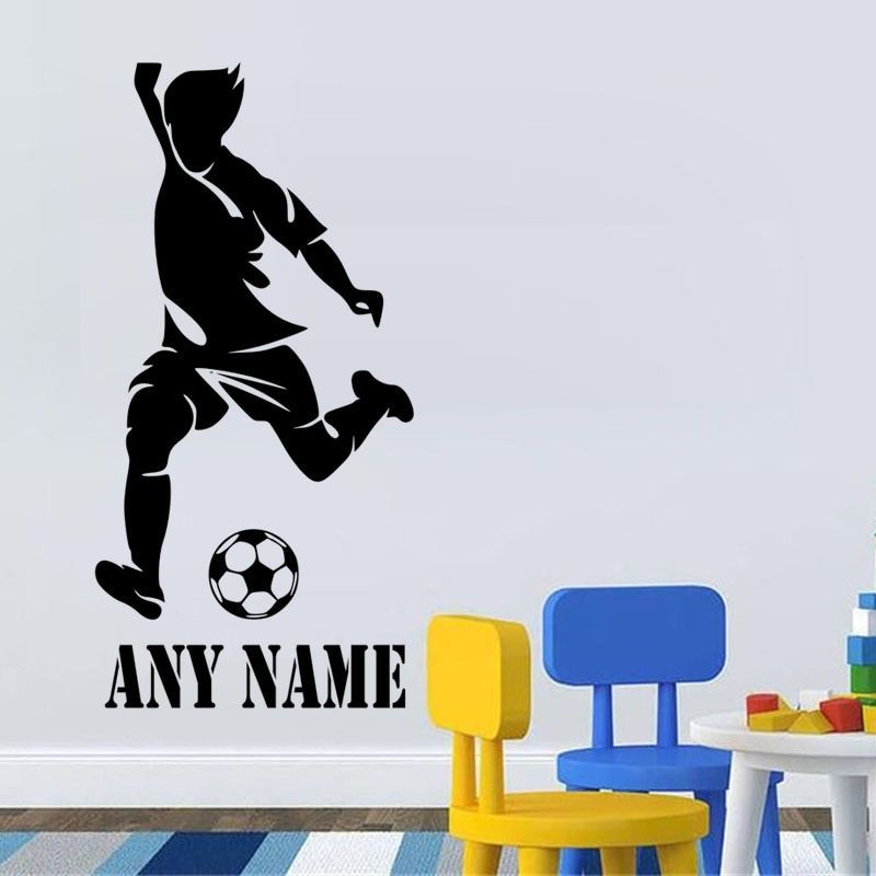 Personalised Boys Name Wall Art Stickers Football Player Removable