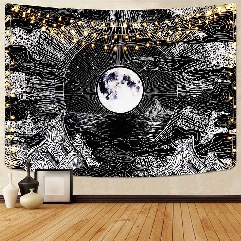 Psychedelic Space Mountain Moon Tapestry Wall Hanging Black White Hippie Thin Wall Cloth Tapestry Blanket Polyester Bedspread Lion Tapestry Wall Hanging Lion Wall Tapestry From You 5 03 Dhgate Com