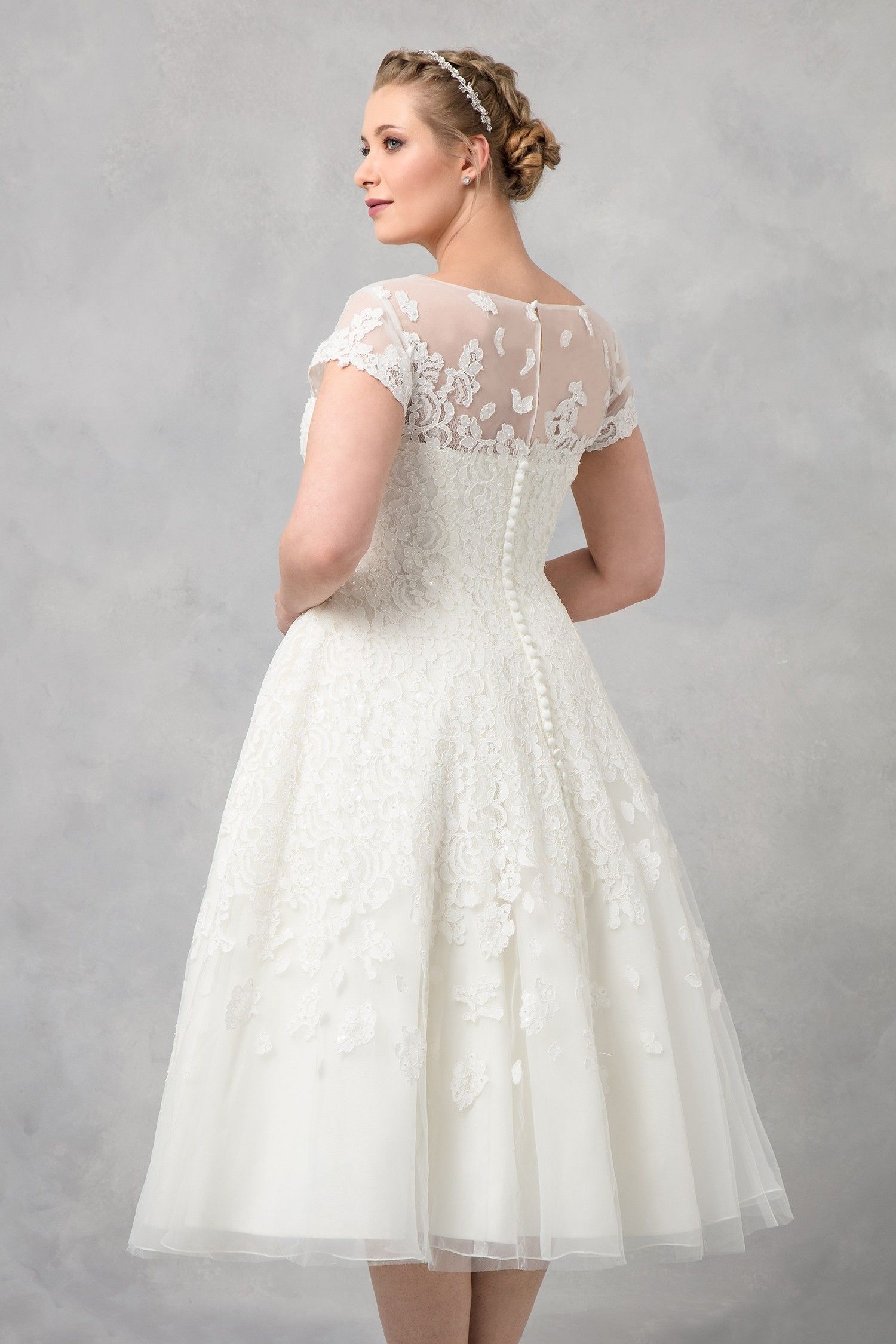 v neck lace wedding dress