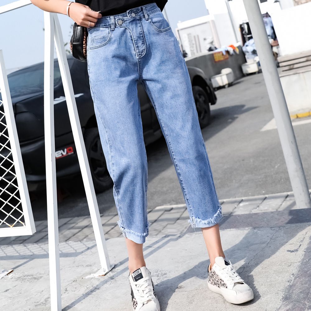 cuffed loose jeans