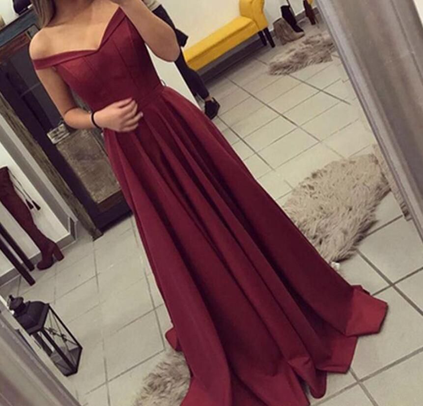 Compra Iguala El Vestido Largo 2020 Prom Party Cuello V Vino Tinto Elegante  Vestidos De Satén Vestido De Noche Abendkleider Abiye Robe De Soirée Barato  | Entrega Rápida Y Calidad | Es.Dhgate