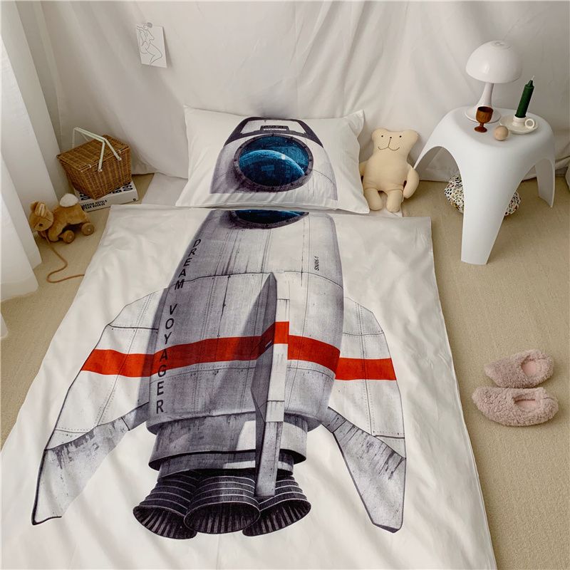 Luxury Egypt Cotton 3d Rocket Ship Cartoon Bedding Set For Kids