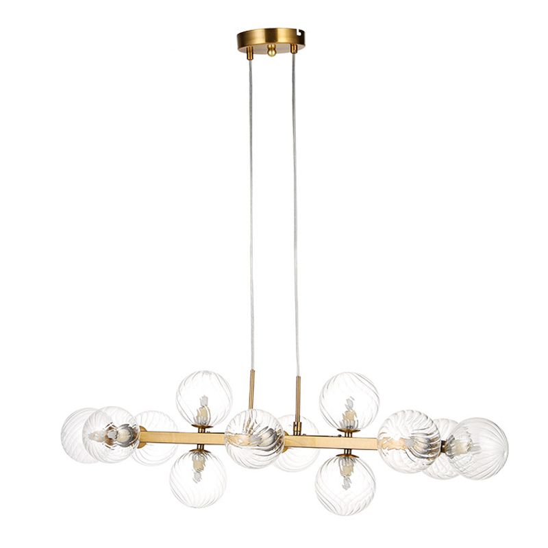 Contemporary Linear 12 Lights 84cm Long Clear Glass Ball Pendant