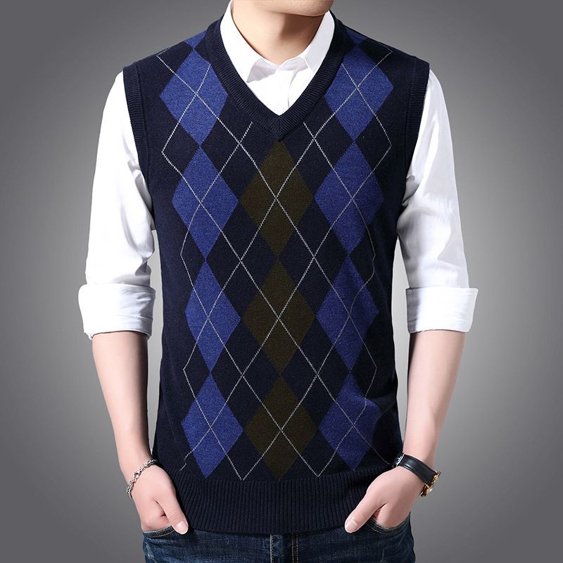 2021 PEVSN Winter Mens Sleeveless Vests Jumper Knitted Warm Waistcoats