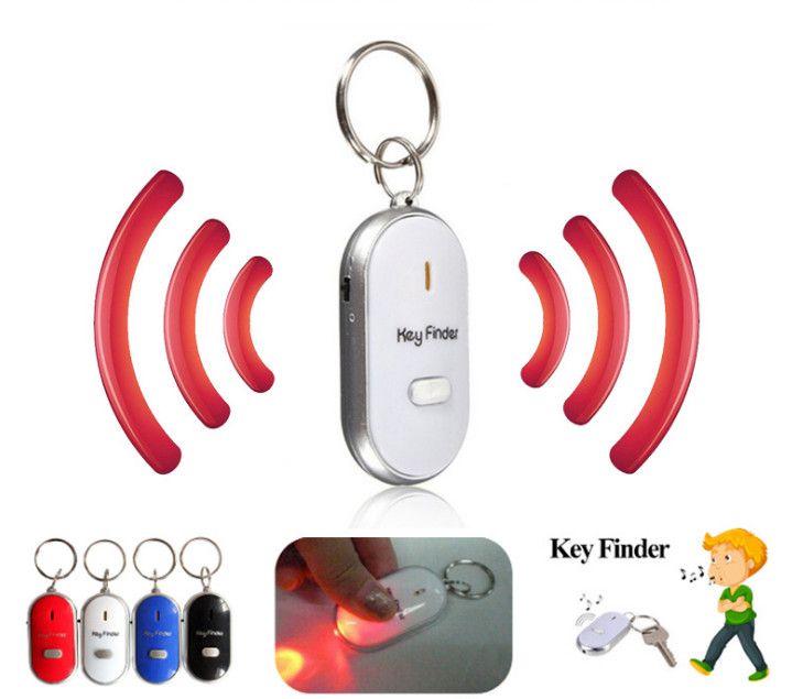 rojo GerFogoo 2 unidades buscador de llaves LED de control de voz Localizador intermitente pitido Llaves de cadena alarma anti-perdida Keyfinder Tracker 