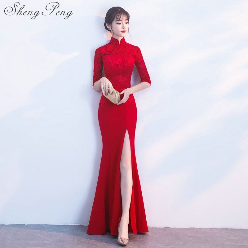 lace cheongsam wedding dress