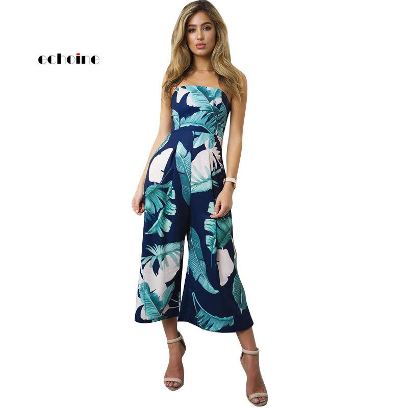 strapless long pants romper