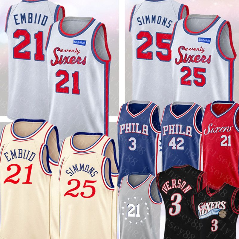 2020 Top NCAA Joel 21 Embiid Jersey Ben 25 Simmons Allen 3 Iverson Al 42 Horford Jersey ...