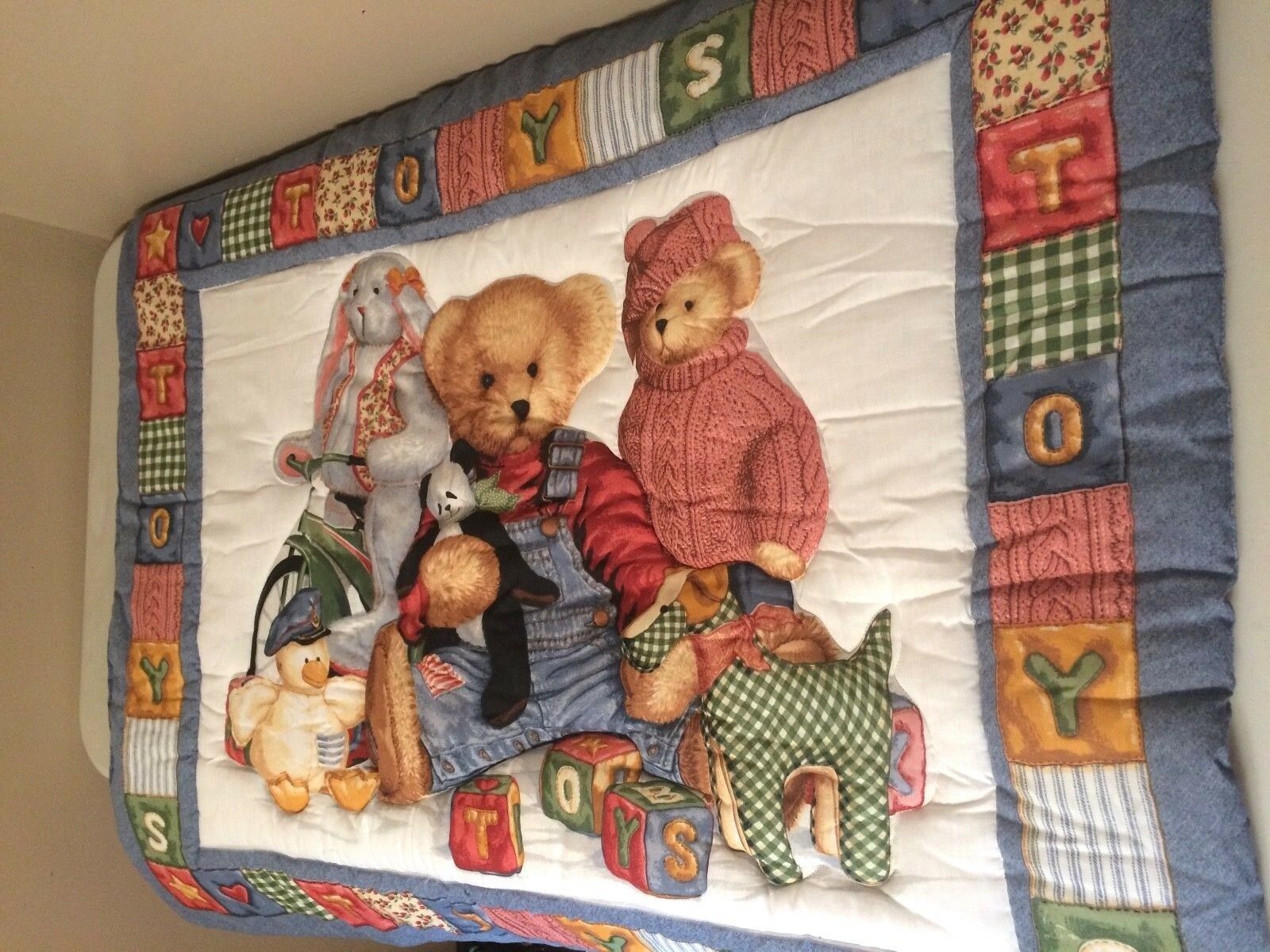 blue jean teddy bear crib bedding set