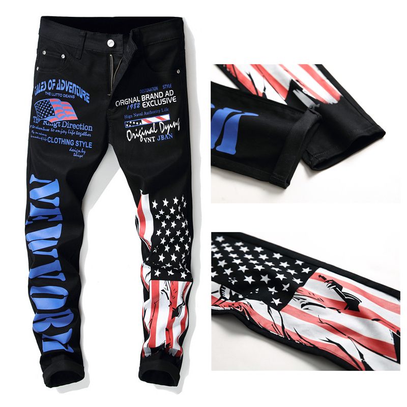 Compra Jeans Estampados Para Hombres Pantalones Estampados Digitales  Pantalones Ajustados Con Flores Para Hombres Jeans Elásticos Negros  Recreativos De Moda Barato | Entrega Rápida Y Calidad | Es.Dhgate