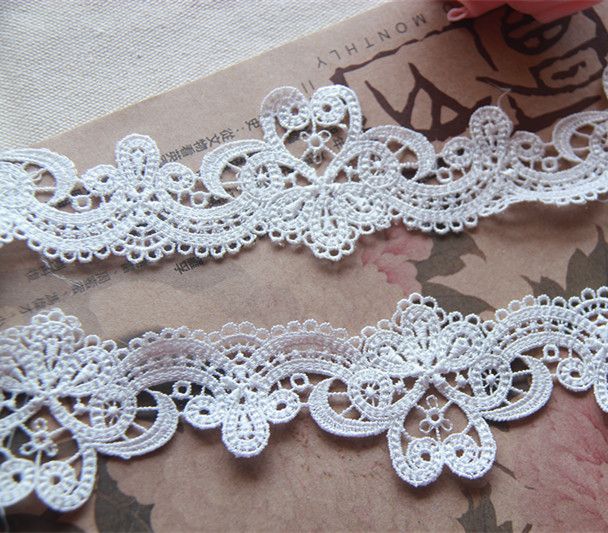 5” Wide White Embroidery On Red Trim. 3 Yards Embroidered Trim 