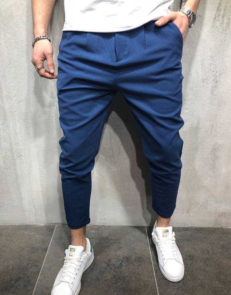 2020 Black Mid Waist Pants Male Deisgner Pants Mens Plain Slacks