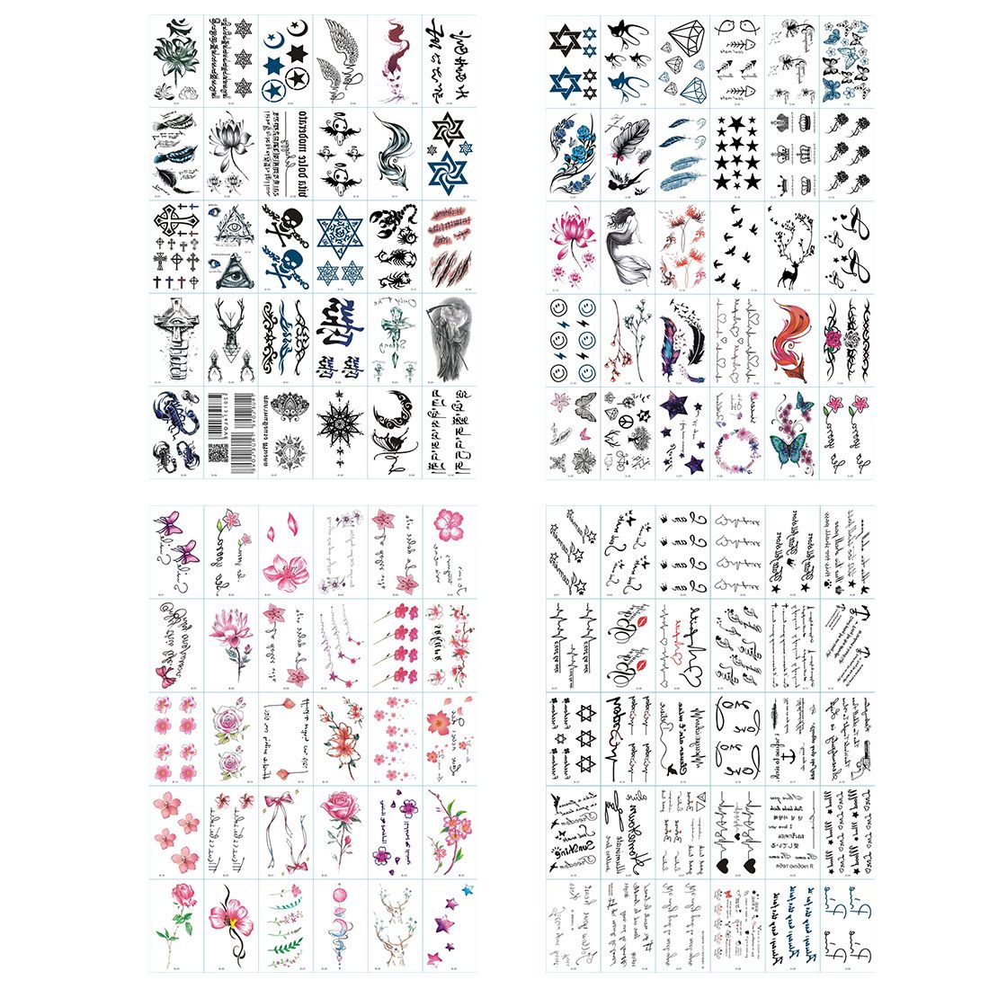 30 Piezas De Tatuaje Temporal Letras Letras Flor Estrellas Tatuaje