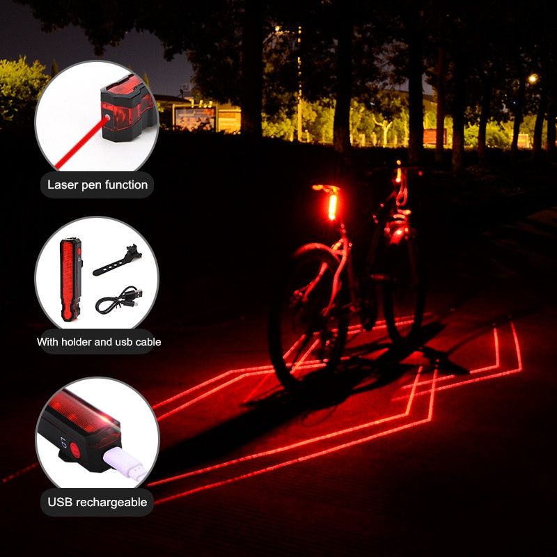 Bike Bicycle Cycling USB Rechargeable Warning Light Front Rear LED Tail Lamp SPD