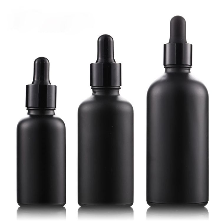 PandaHall 8 PCS 30ml Botellas cuentagotas de Vidrio recubiertas de Negro Resistente a los Rayos UV Botellas UV seguras para aceites Esenciales y aromaterapia 