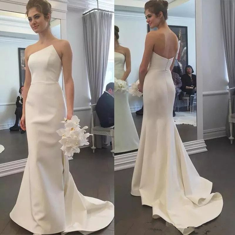 plain white mermaid wedding dress