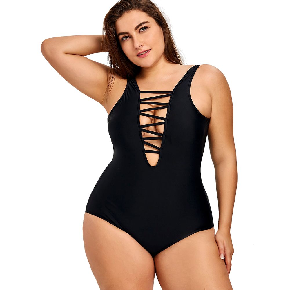 plus size one piece black swimsuits