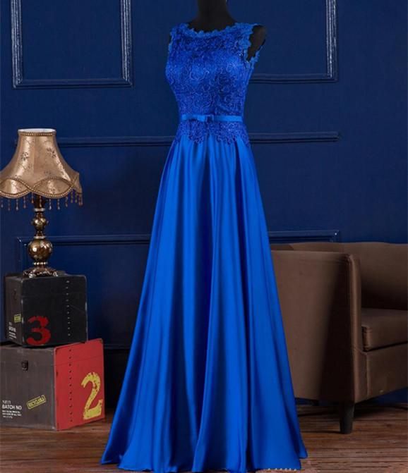 Compra Waishidress La Tapa Del Cordón Azul Real Vestidos De Noche De Encaje  Arriba La Parte Posterior De Longitud De Una Línea De Vestido De Fiesta Por  Encargo Vestidos De Noche Simple
