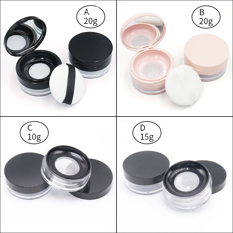 New Loose Powder Jar With Sifter And Powder Puff Cosmetic Plastic Loose